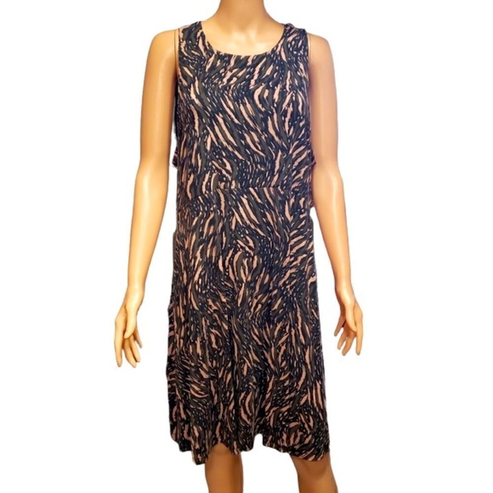 ATHLETA Animal Print Jersey Knit Fit & Flare Dress Size 1X